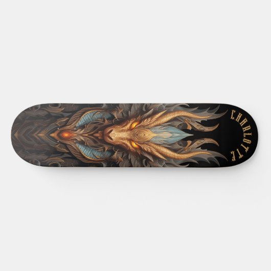 Skateboard Mythical Dragon with Tribal Patterns Dark Fantasy (Horz)