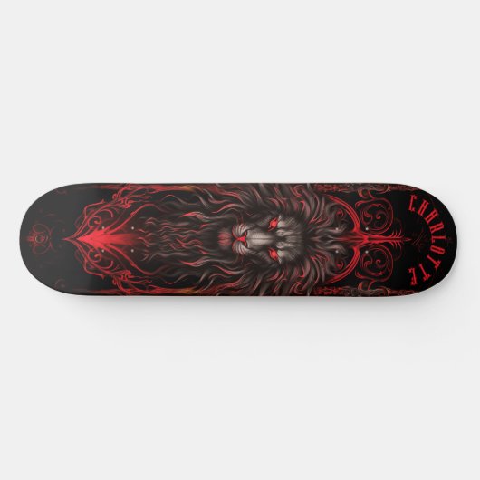 Skateboard Mythical Lion with Tribal Patterns Dark Fantasy (Horz)