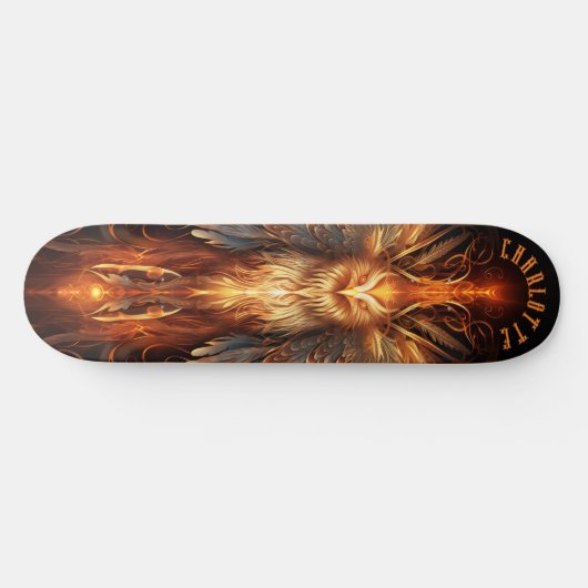 Skateboard Mythical Phoenix with Tribal Patterns Dark Fantasy (Horz)
