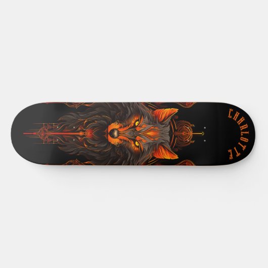 Skateboard Mythical Werewolf Tribal Patterns Dark Fantasy (Horz)