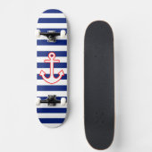 Skateboard Nautical Style Anchor on Stripes (Devant)
