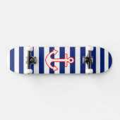 Skateboard Nautical Style Anchor on Stripes (Horz)