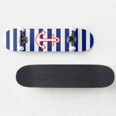 Skateboard Nautical Style Anchor on Stripes (Horz)