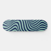 Skateboard Navy moderne et rayures ondulées vert menthe (Horz)