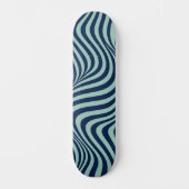 Skateboard Navy moderne et rayures ondulées vert menthe (Recto)