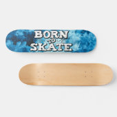 Skateboard Né pour patiner bleu aquarelle graffiti libellé (Horz)