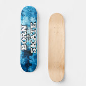 Skateboard Né pour patiner bleu aquarelle graffiti libellé (Recto)