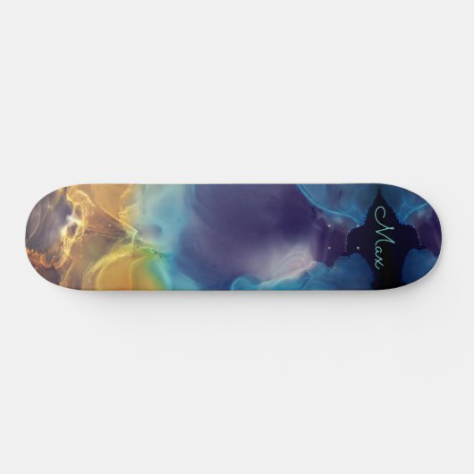 Skateboard Nebula abstraite de feu et de glace (Horz)
