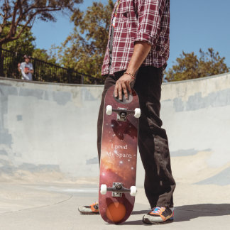 Skateboard Nébuleuse du Cœur, pleine lune, soleil