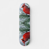 Skateboard Neige Rouge Cardinal Oiseau Noël Fêtes (Devant)