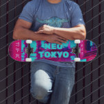 Skateboard Neo Tokyo Cyberpunk Car Synthwave Street<br><div class="desc">Hit the concrete jungle with unparalleled futuristic style using this incredible cyberpunk skateboard deck. The long, horizontal format of the board is the absolute perfect canvas for this breathtaking neon street scene. As you ride, the highly detailed industrial structures, retro sports cars, and the bold "NEO TOKYO" glitch typography stretch...</div>