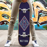 Skateboard Neon Alien Invasion Nom personnalisé<br><div class="desc">Neon Alien Invasion Personnalisé Nom skateboard</div>