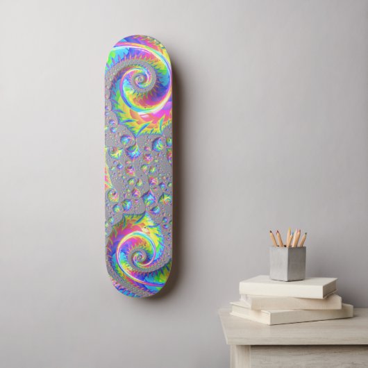 Skateboard Neon Arc-en-ciel Spiral Fractal Art numérique Abst (Art mural)