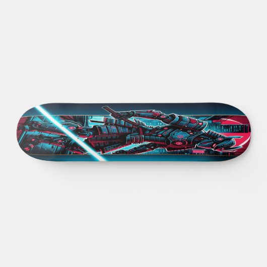 Skateboard "Neon Blade Warrior : Cyberpunk Samurai (Horz)