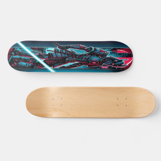 Skateboard "Neon Blade Warrior : Cyberpunk Samurai (Horz)