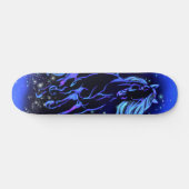 Skateboard Neon Blue Horse Running At Moonlight Starry Night  (Horz)