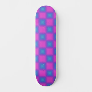 Skateboard Neon Blue & Pink À damiers Motif