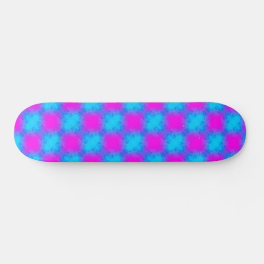 Skateboard Neon Blue & Pink À damiers Motif (Horz)