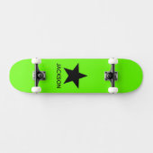 Skateboard Neon Green Background Black Star Custom (Horz)
