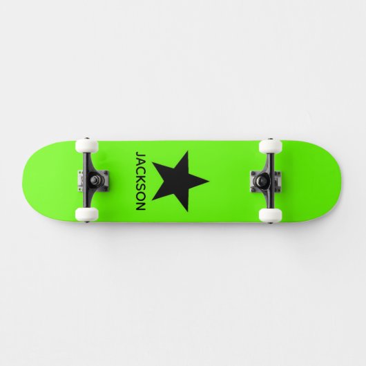 Skateboard Neon Green Background Black Star Custom (Horz)