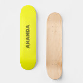 Skateboard néon jaune fluorescent citron brillant (Recto)