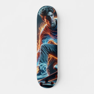 Skateboard Neon Skateboarder Avec Pistes Dynamiques