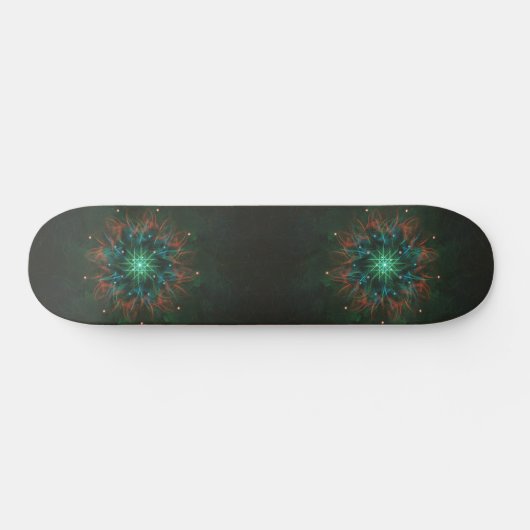 Skateboard Neon Starburst Fractal – Glowing Green and Electri (Horz)