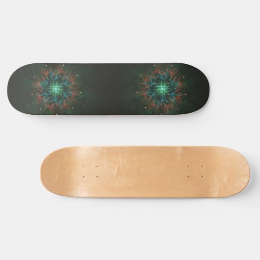 Skateboard Neon Starburst Fractal – Glowing Green and Electri (Horz)