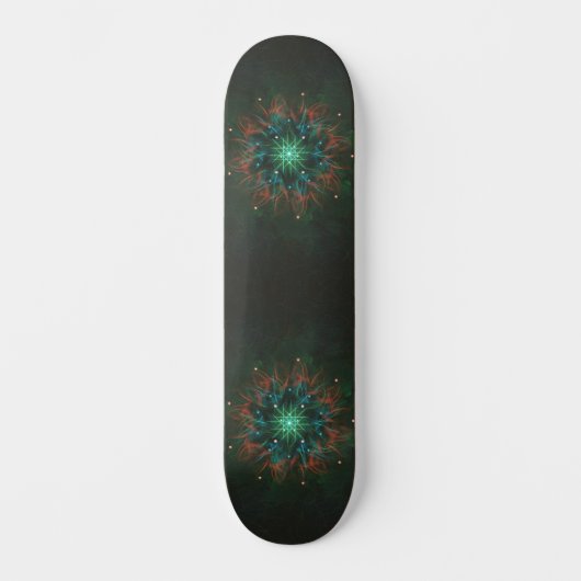 Skateboard Neon Starburst Fractal – Glowing Green and Electri (Recto)