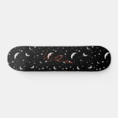 Skateboard Night Sky Black Cartoon Moons Stars Motif (Horz)