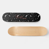 Skateboard Night Sky Black Cartoon Moons Stars Motif (Horz)