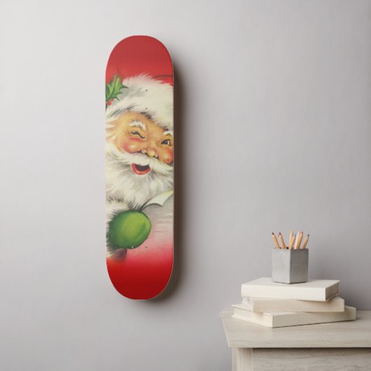 Skateboard Noël du Père Noël vintage (Art mural)
