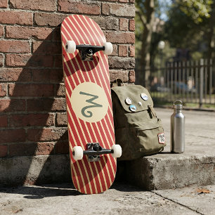 Skateboard Noël Gold rayures rouge famille assortie personnal