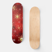 Skateboard Noël Golden Snowflakes sur Arrière - plan rouge (Recto)