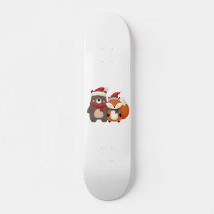 Skateboard Noël/hiver Mignonne Ours et renard