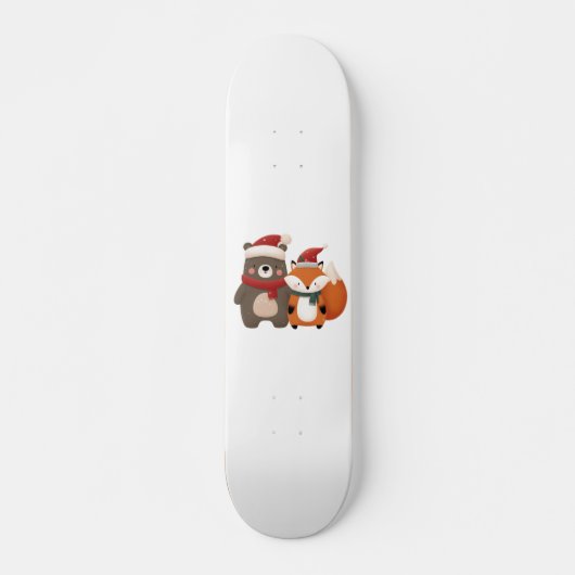 Skateboard Noël/hiver Mignonne Ours et renard (Devant)