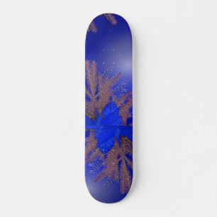 Skateboard Noël Poinsettia Bleu I