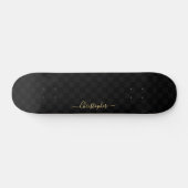 Skateboard Noir À damiers Motif Cool Gold Monogramme signé (Horz)
