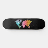 Skateboard noir avec Rainbow World Map - Voyage (Horz)