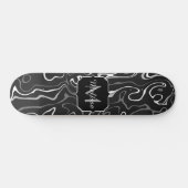 Skateboard Noir blanc gris damas tourbillons abstraits Monogr (Horz)