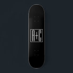 Skateboard Noir & Blanc | Initiales de couple<br><div class="desc">Parfait pour un double monogramme ou même un logo. Merci pour votre achat!</div>