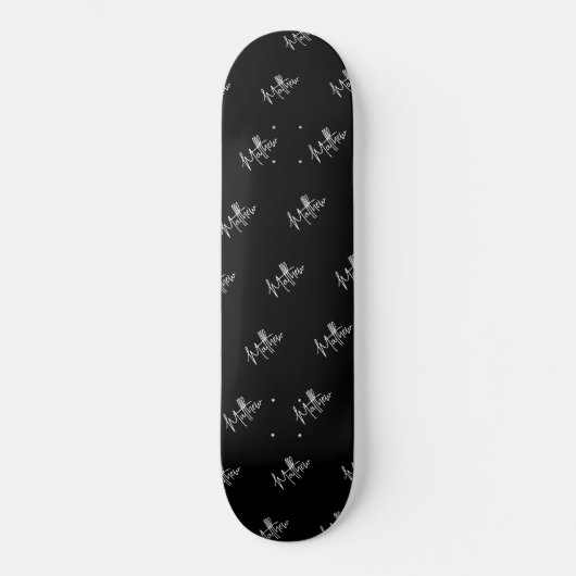 Skateboard Noir blanc nom motif script moderne (Recto)