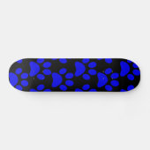 Skateboard Noir bleu d'empreintes de pattes mignons de chiot (Horz)