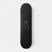 Skateboard Noir Chrome Style Ribbon Sensibilisation (Devant)