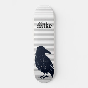 Skateboard Noir Crow Silhouette Patinage Personnalisé Deck