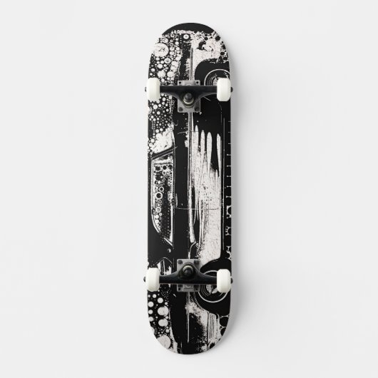 Skateboard Noir et blanc flambe la planche à roulettes (Recto)