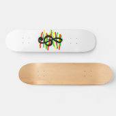 Skateboard Noir graphique de clef triple avec le vert jaune (Horz)