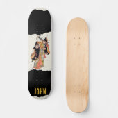 Skateboard noir japonais Samurai (Recto)