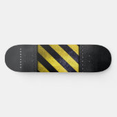 Skateboard Noir Jaune Danger Stripes Ingénieur de constructio (Horz)