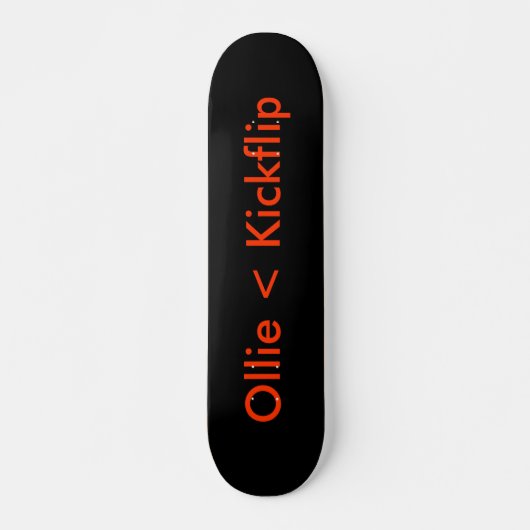 Skateboard noir, Ollie < Kickflip (Devant)